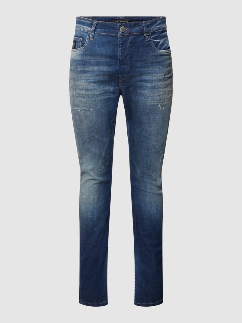 Tapered Fit Jeans im Destroyed-Look Modell 'Noel' in aqua blau