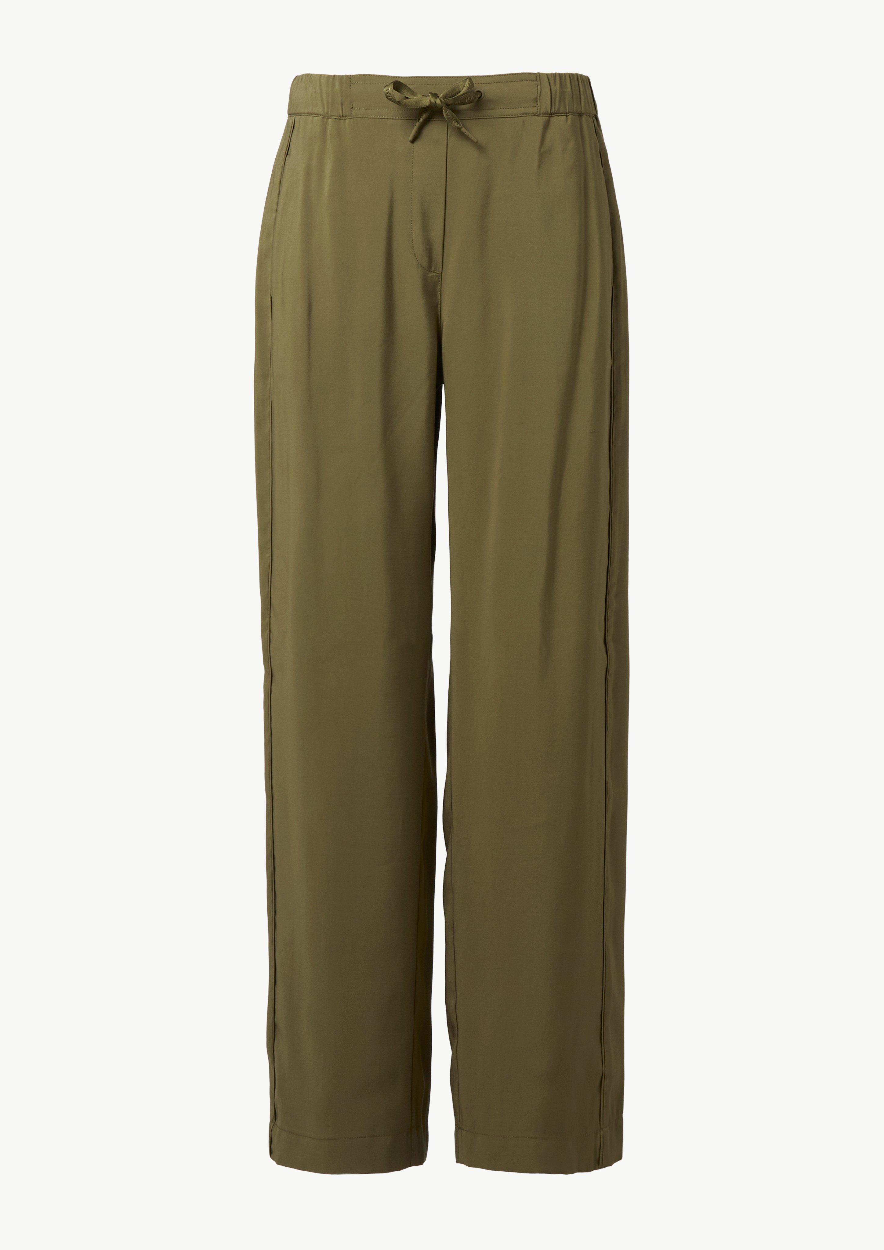 Hose mit weitem Bein und Paspeldetail - guacamole