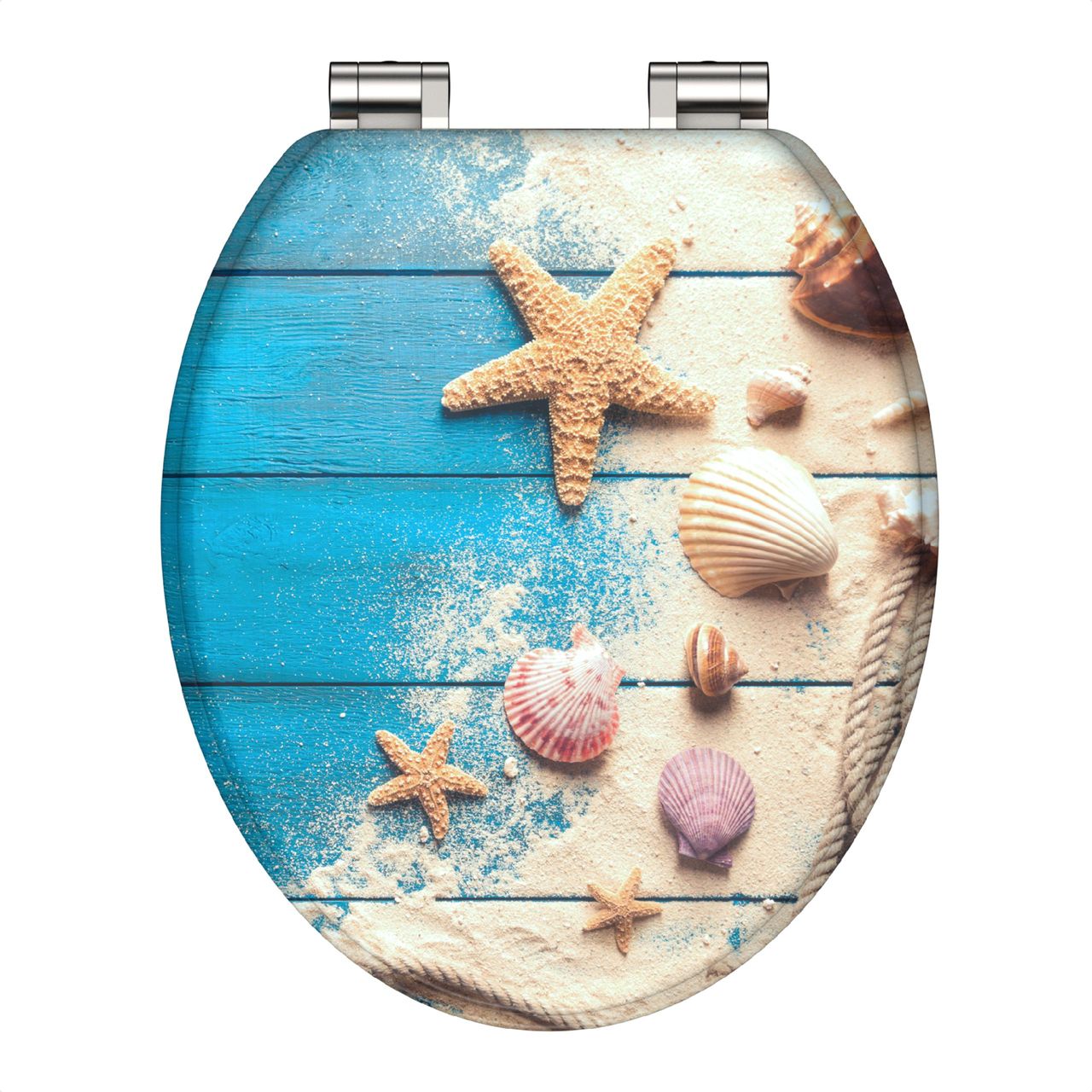 Schütte MDF WC Sitz BEACH AND WOOD, Toilettendeckel mit Absenkautomatik Holzkern