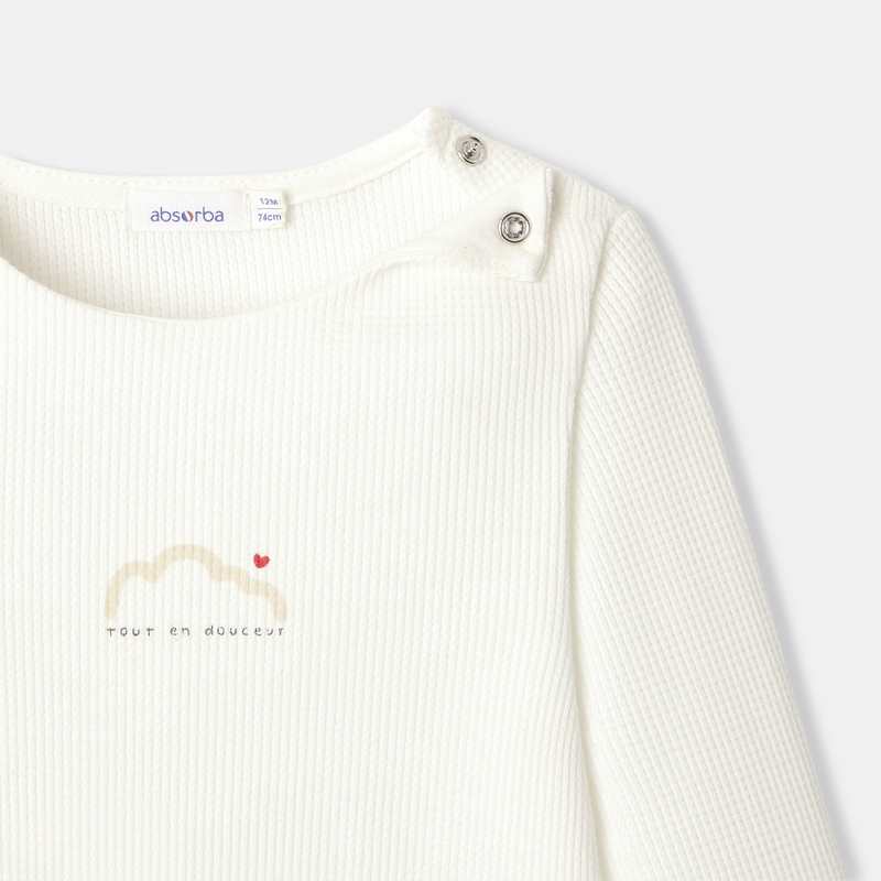 T-shirt en coton nid d'abeille blanc mixte Absorba