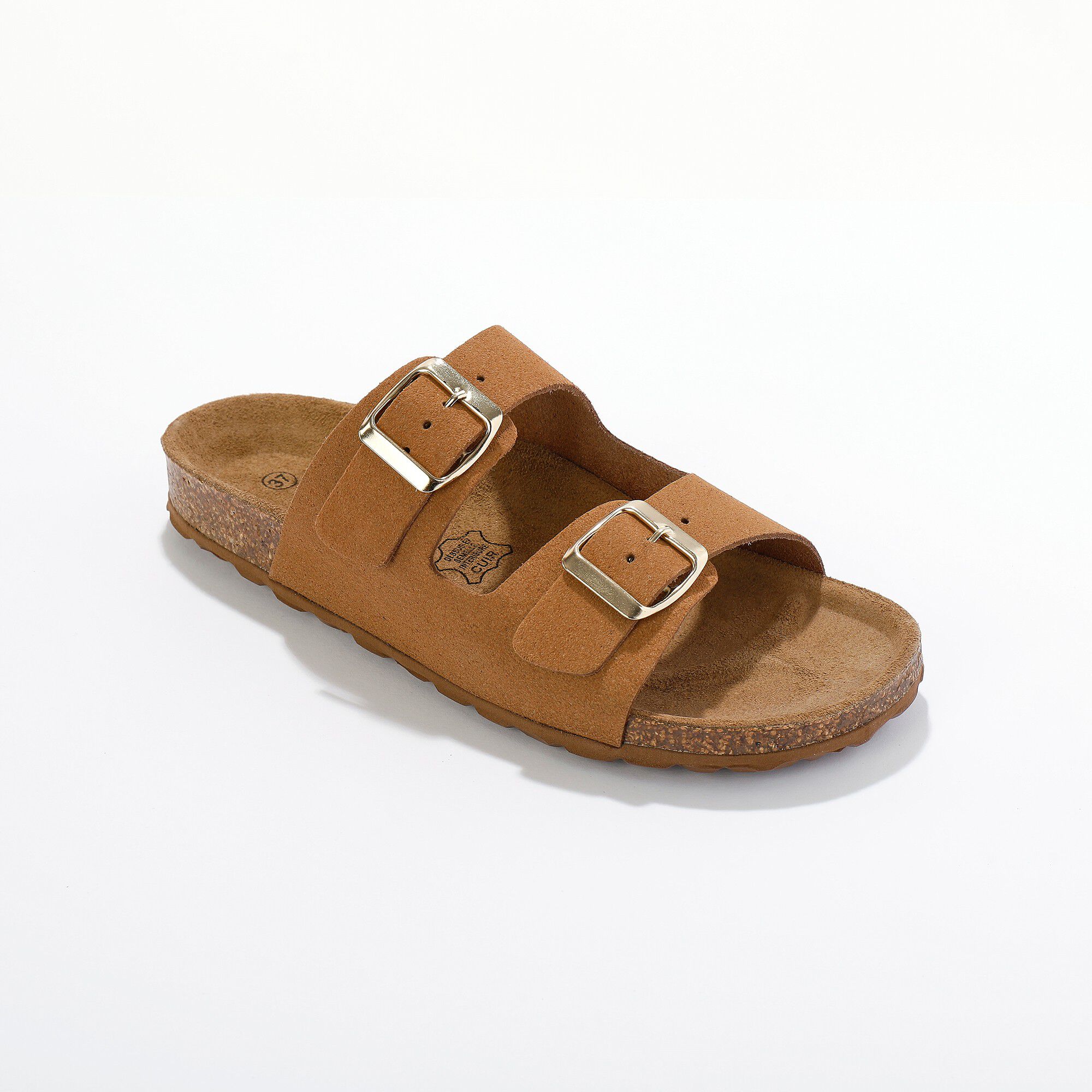 Mules croûte de cuir 2 boucles réglables