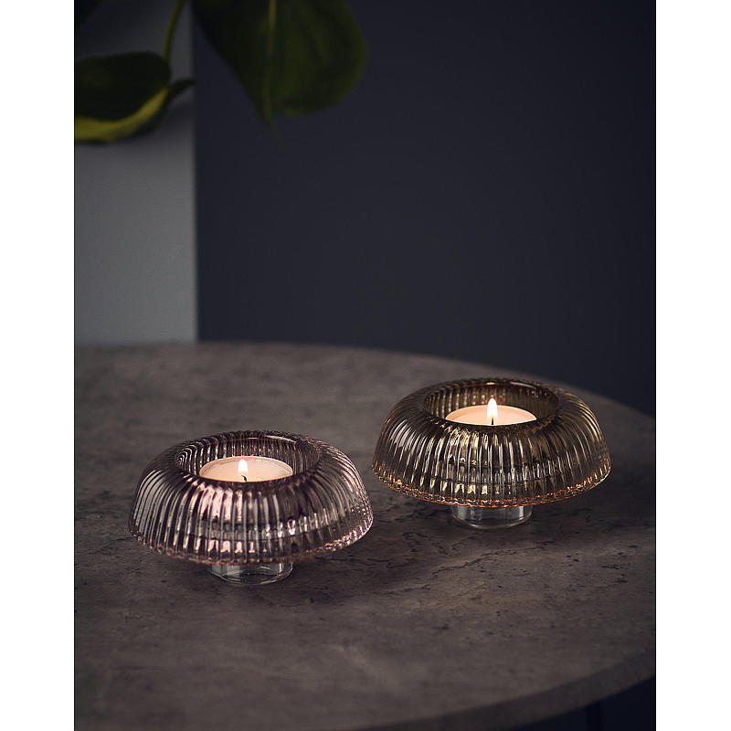 Home Lysholder duo Mushroom 5x10 cm, glass