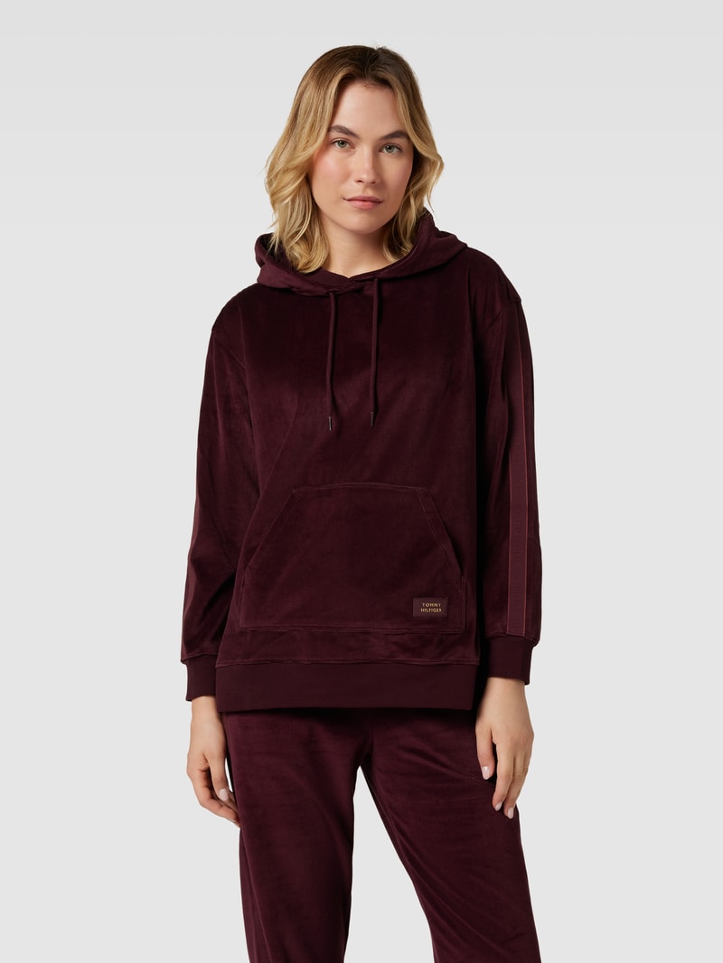 Hoodie aus Samt in bordeaux rot