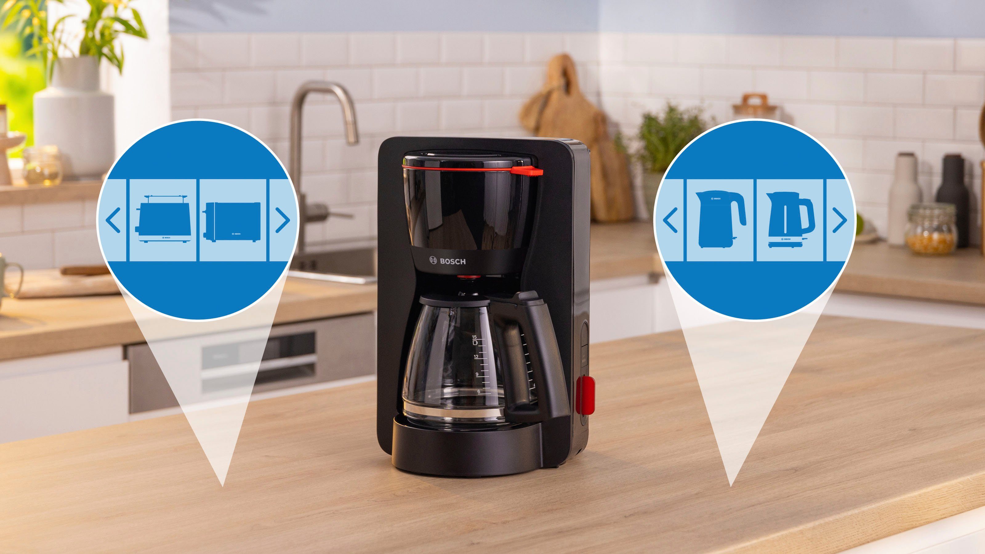 BOSCH Filterkaffeemaschine MyMoment TKA3M133, 1,25l Kaffeekanne, Papierfilter 1x4, 60min Warmhaltefunktion, Aroma intense, Entkalkungsprogramm, 1200 W