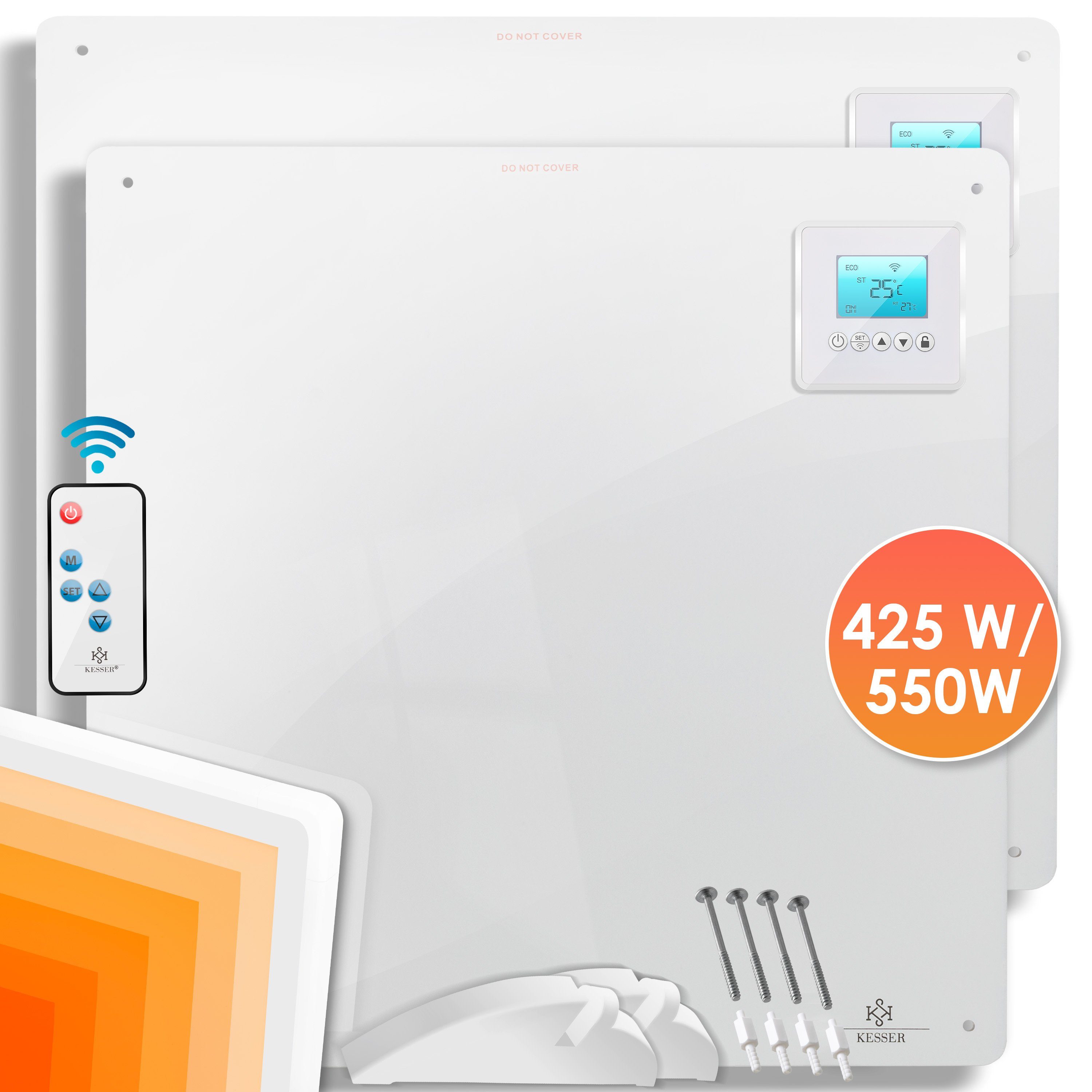 KESSER Infrarotheizung, Infrarotheizung 425-550 Watt mit Fernbedienung LCD-Display