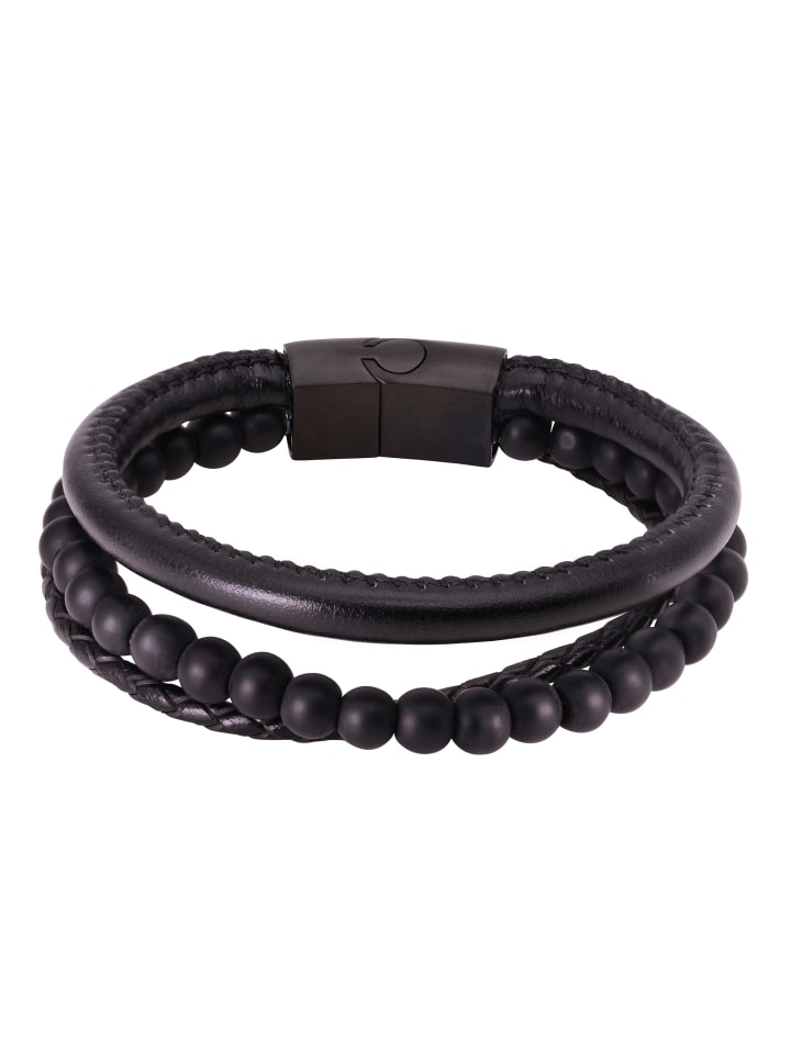 Steel_Art Lederarmband Herren Lean schwarz farben in schwarz günstig kaufen
