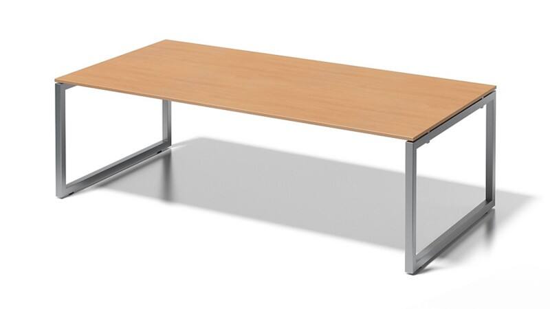 Cito Chefarbeitsplatz/Konferenztisch, 740 mm höhenfixes O-Gestell, H 19 x B 2400 x T 1200 mm, Dekor buche, Gestell silber