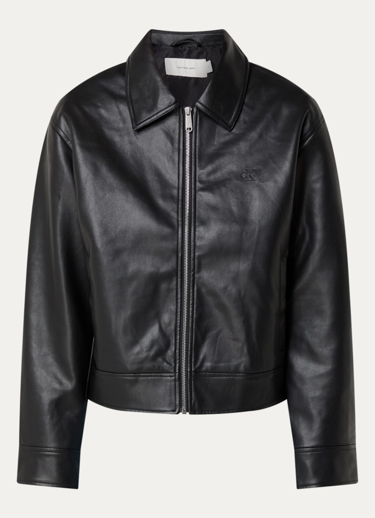 Calvin Klein faux leather jacket with side pockets