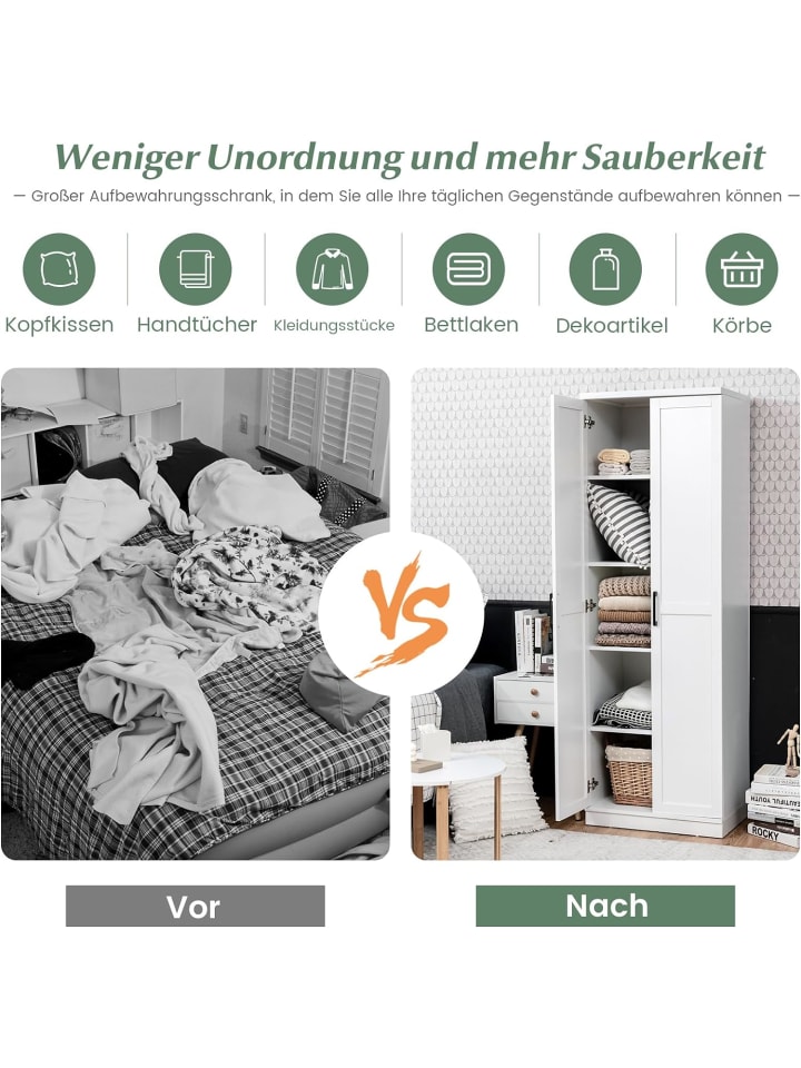 COSTWAY 5 stöckiger Hochschrank in Weiß günstig kaufen 175 cm
