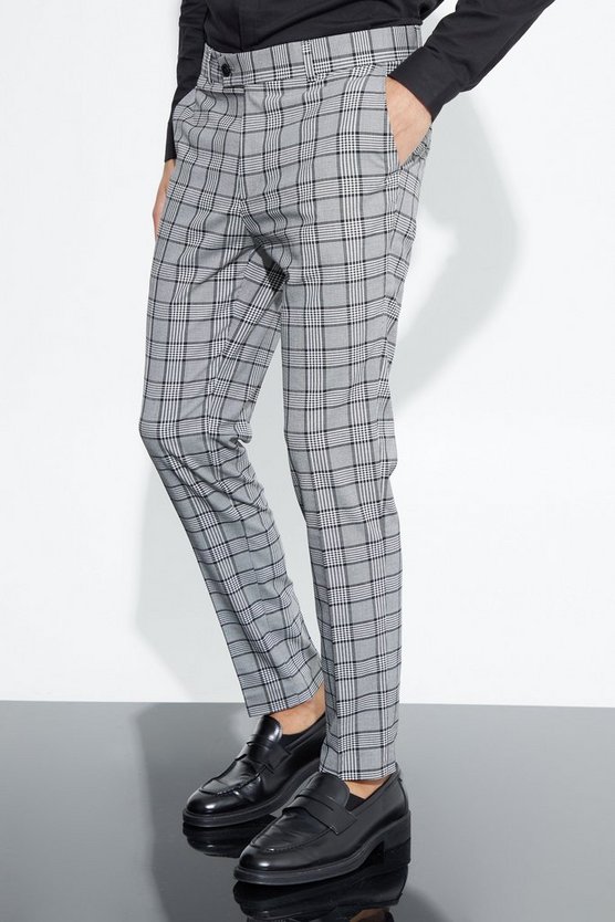 Kurze karierte Super Skinny Hose