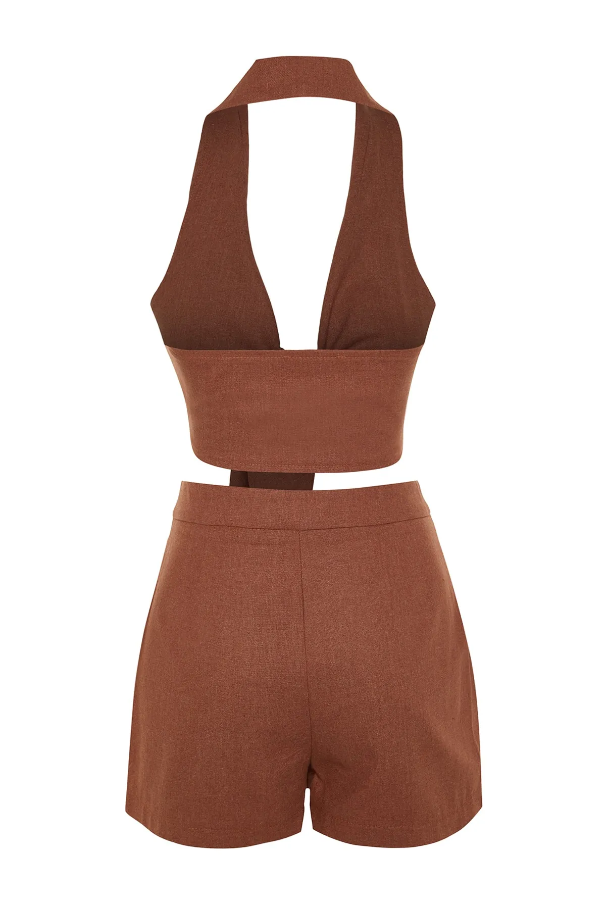 Trendyol Collection  Tile Crop Woven Gebundenes Unter-Oberteil-Set TBESS21AU0298