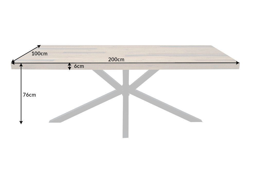 riess-ambiente Esstisch GALAXIE 200cm vintage braun / schwarz (Einzelartikel, 1-St), recyceltes Massivholz · Metall · Industrial · Pinie