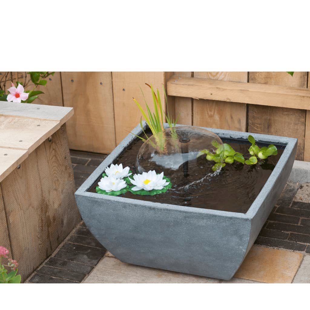 Ubbink Filterpumpe viereckiges Wasserbassin mit Pumpe und Seerosen grau 1387081