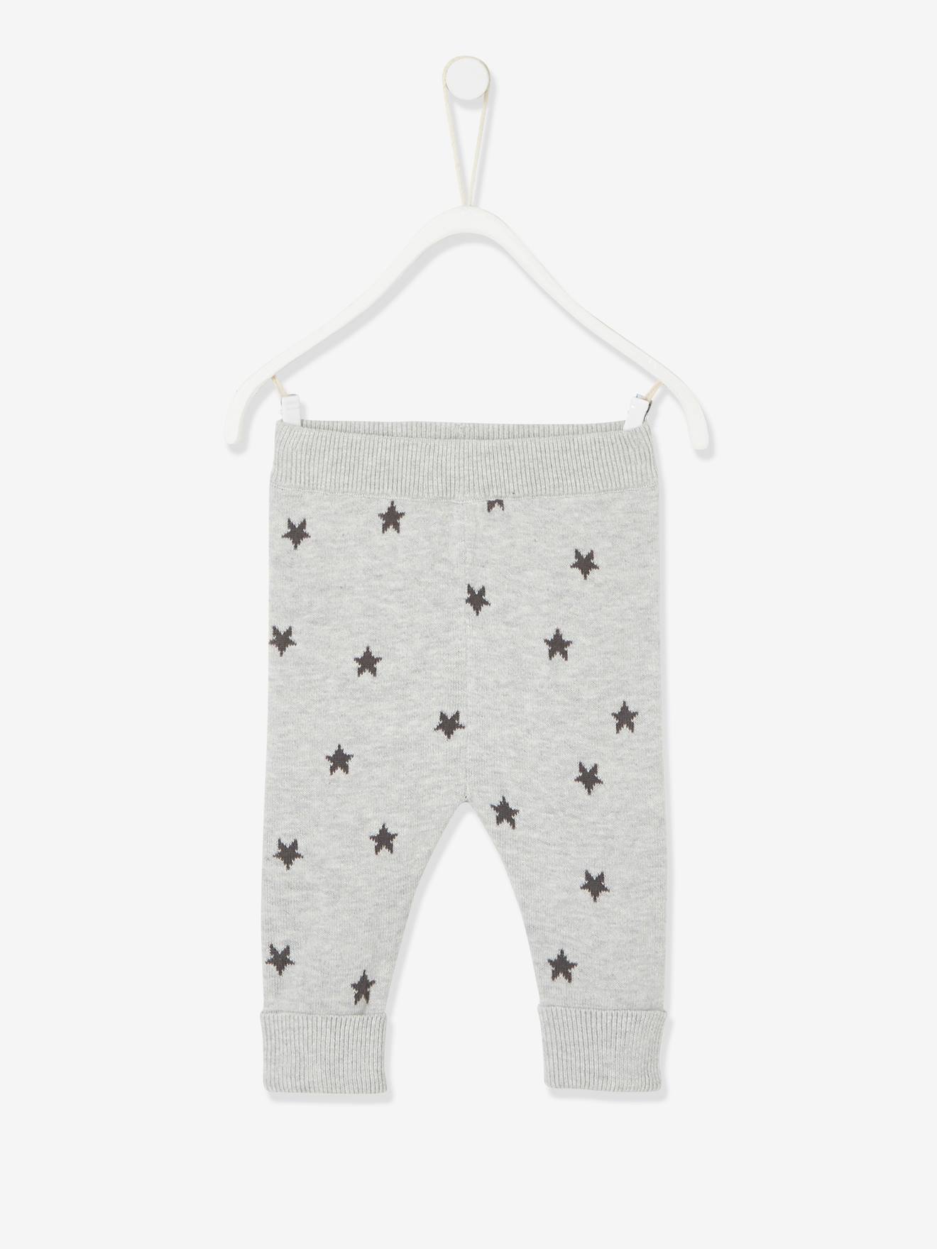 Ensemble 4 pièces bébé : pull + pantalon + bonnet + moufles gris clair chiné