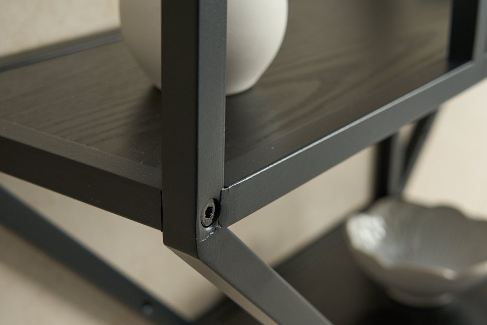 riess-ambiente Wandregal SLIM LINE 77cm schwarz, Einzelartikel 1-tlg., Wohnzimmer · Holzwerkstoff · Metall · eckig · 3 Fächer · Industrial