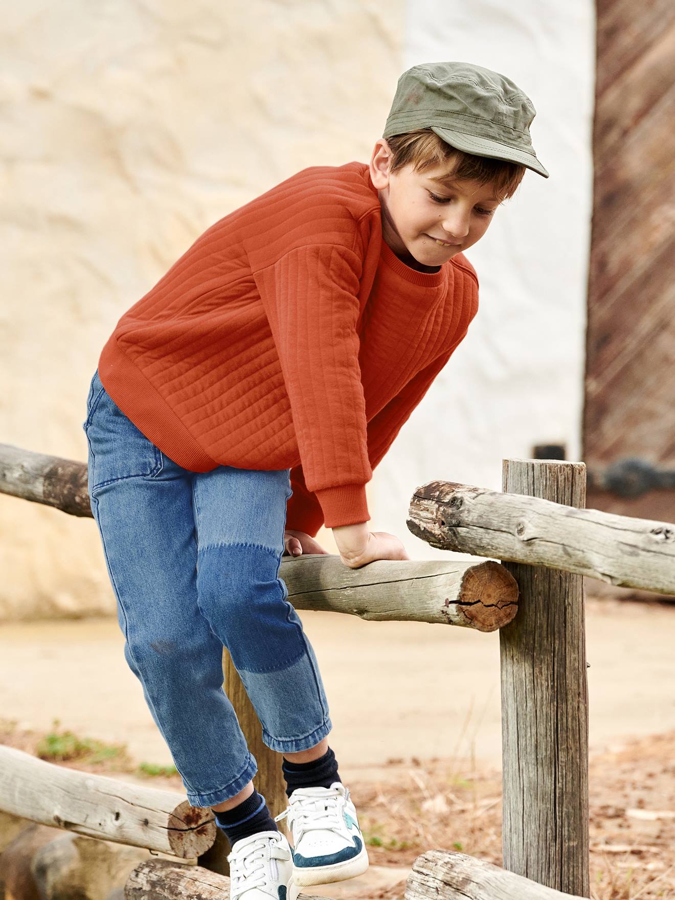 Vertbaudet Jungen Sweatshirt, gesteppt - ziegel