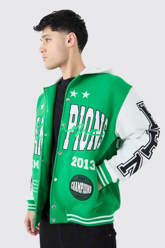 Oversize Basketball Jersey-Jacke mit Applique