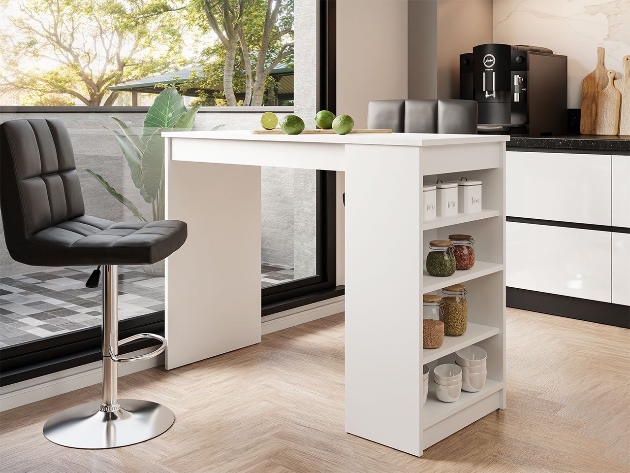 Mirjan24 Bartisch Zotino (mit Regale), 102 cm hoch, Antirutschfüße