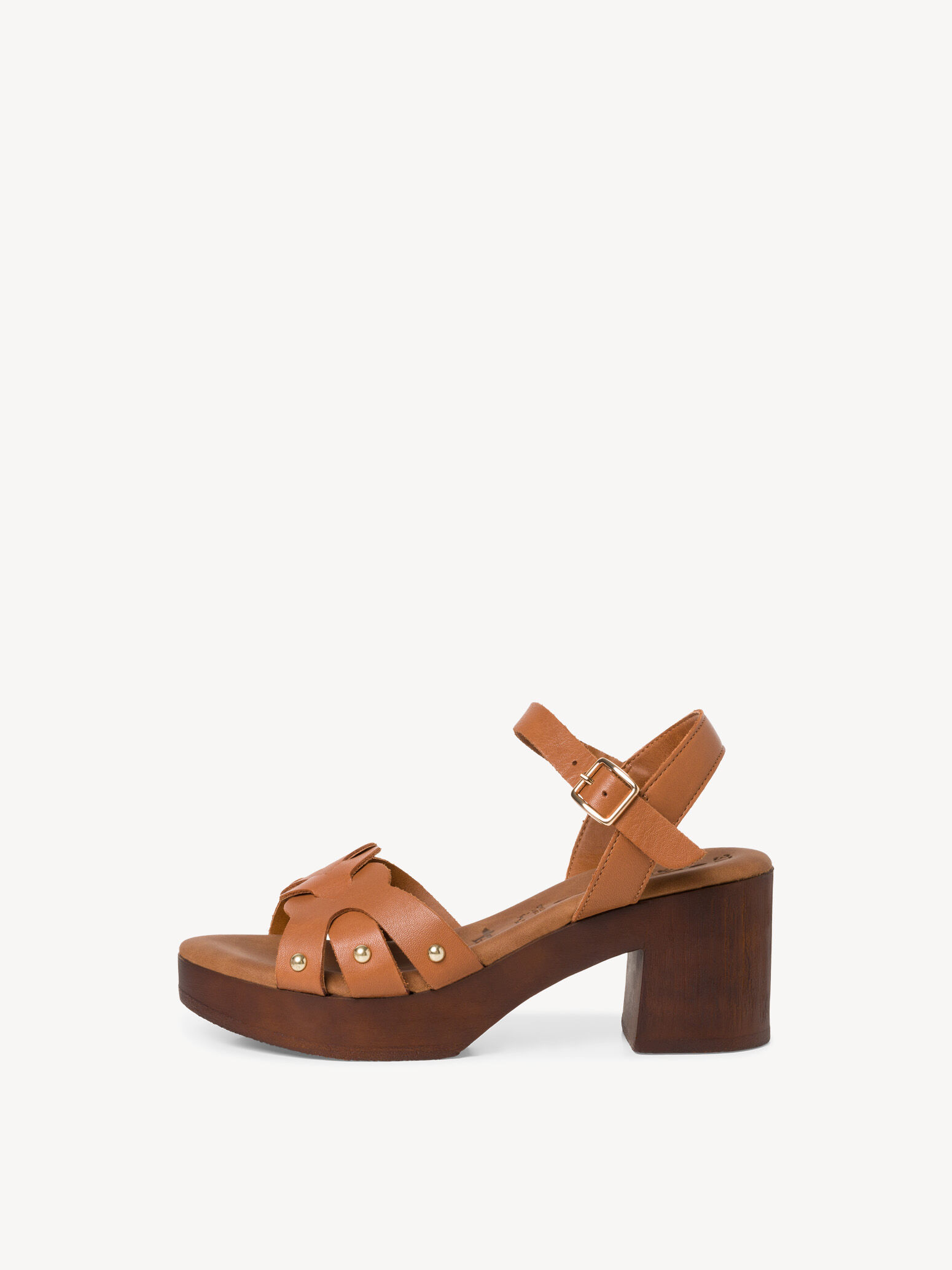 Sandale à talon en cuir - beige