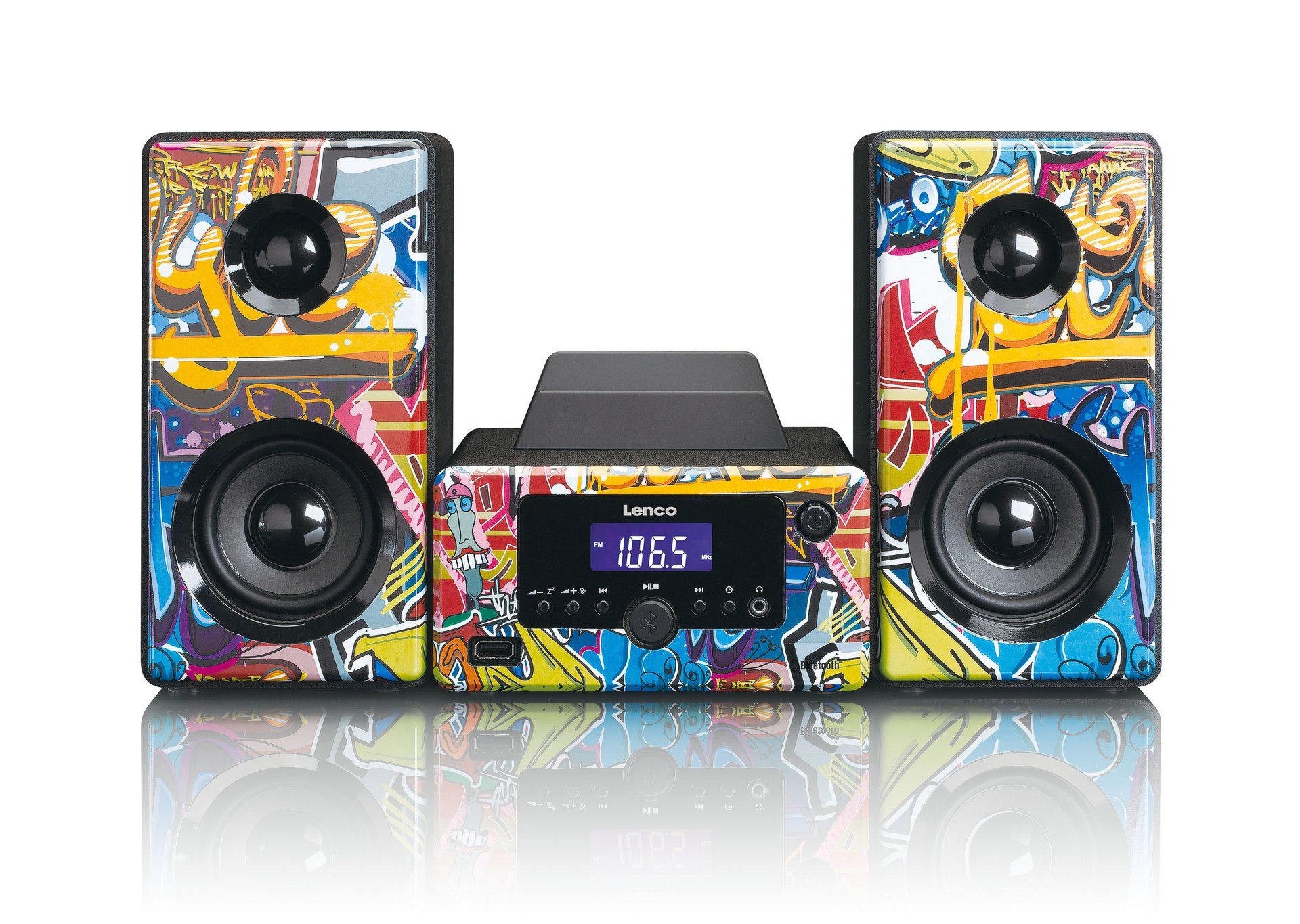 Lenco MC-020 Mikro-Stereoanlage mit FM-Radio und Bluetooth Microanlage (FM-Tuner, 5 W)