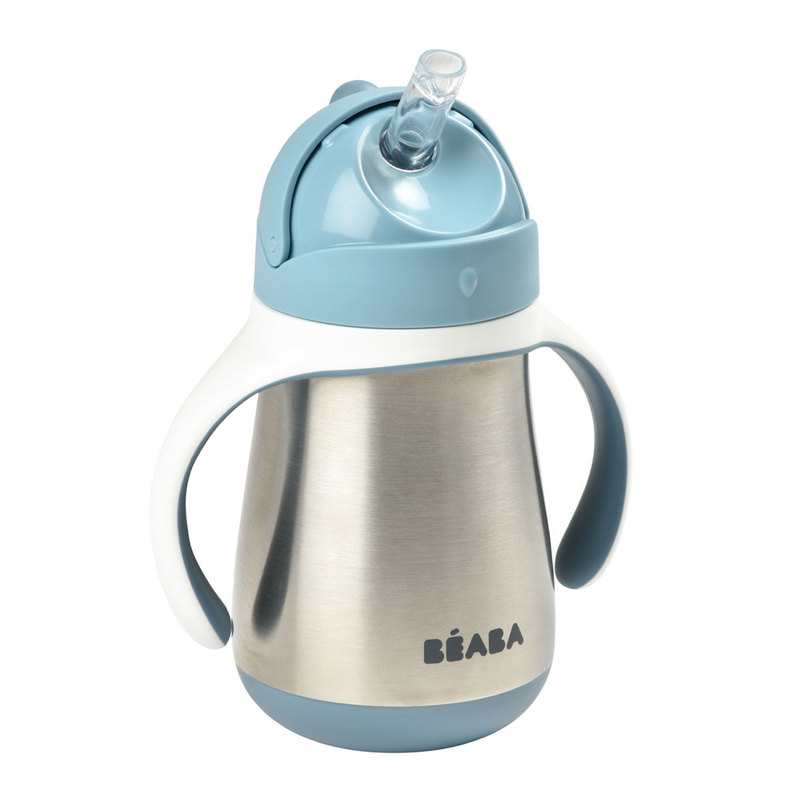 Tasse en inox avec paille 250 ml bleu Beaba