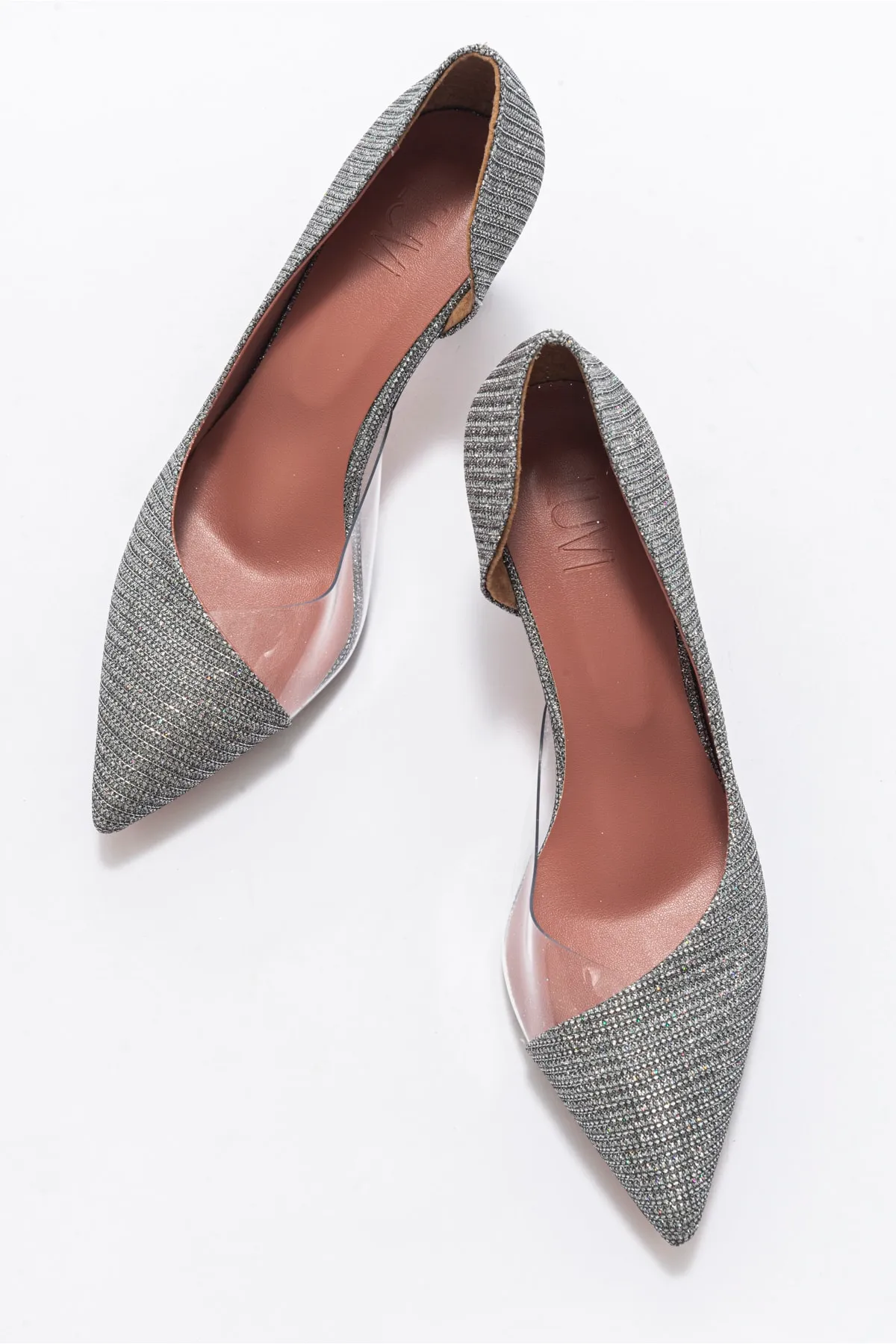 LuviShoes  353 platinsilberne Damenschuhe mit Absatz