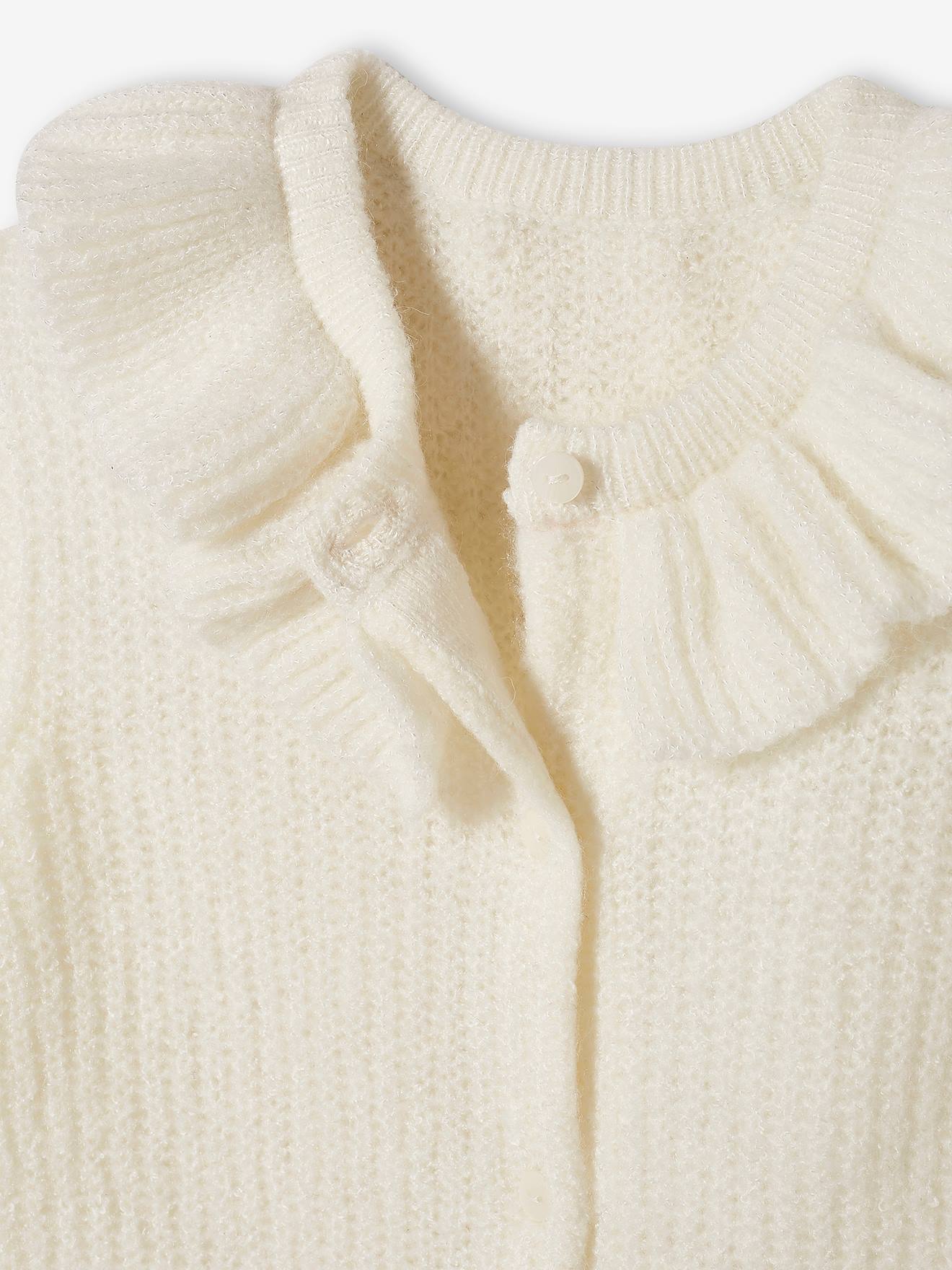 Gilet à collerette en maille mousseuse fille rose