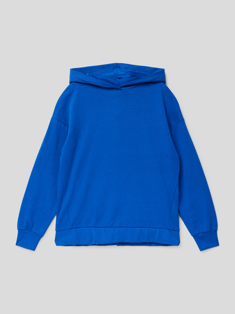 Hoodie mit gerippten Abschlüssen in ozean blau