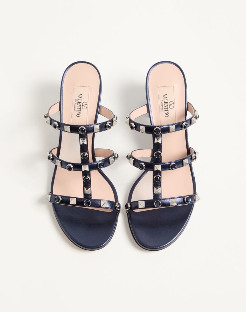 Rockstud Slidesandaler i lamineret nappa med 60 mm cabochon