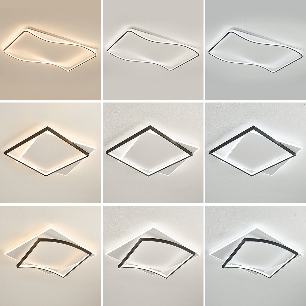 Eurotondisplay LED Deckenleuchte LED Deckenleuchte Fernbedienung Helligkeit einstellbar schwarz weiß, LED fest integriert, Stufenlos einstellbar, Tageslichtweiß, Warmweiß, Farbwechsler, Neutralweiß, Mit Fernbedienung Lichtfarbe und Helligkeit einstel