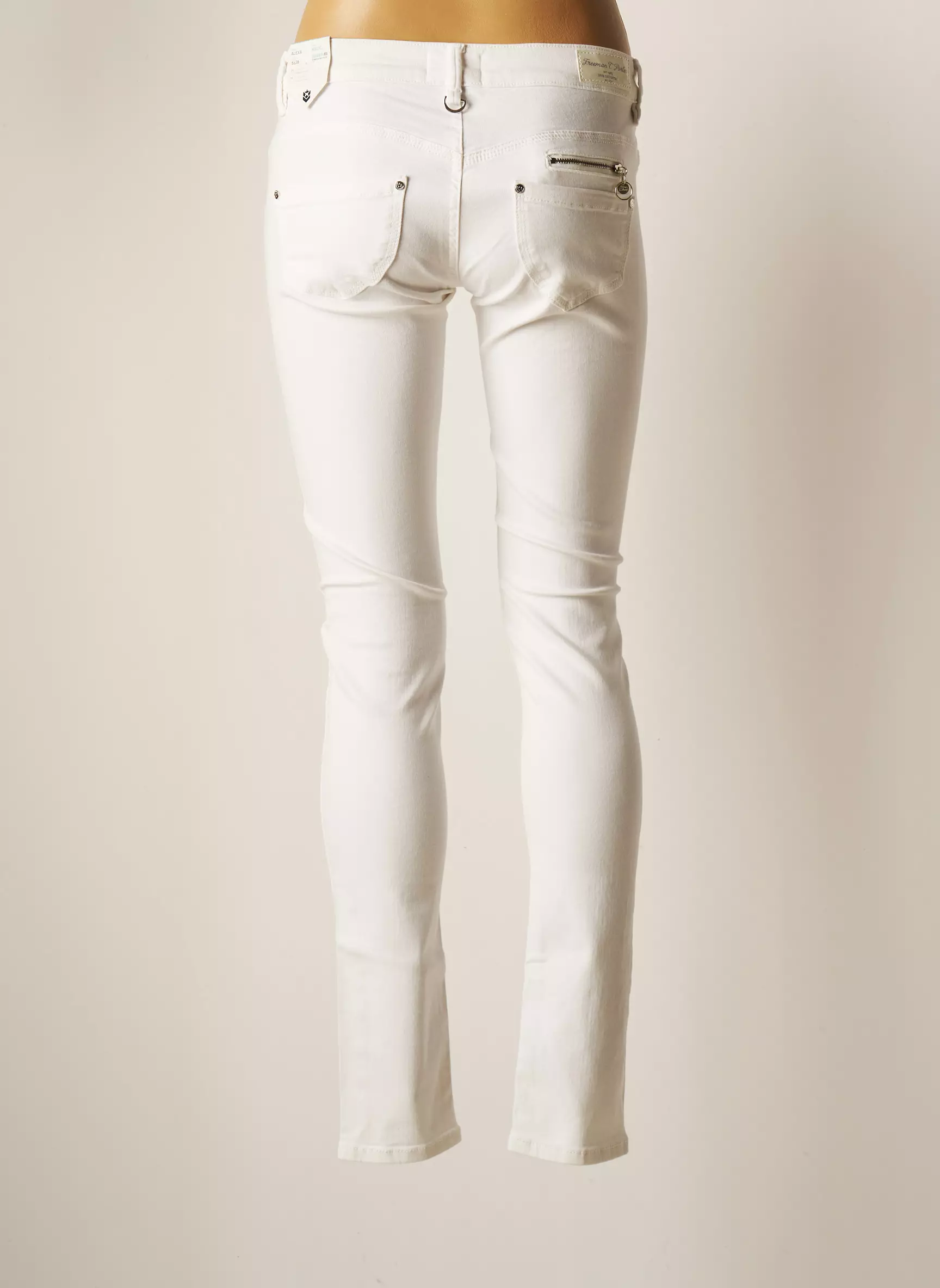 Freeman T Porter Jeans Coupe Slim Femme couleur blanc