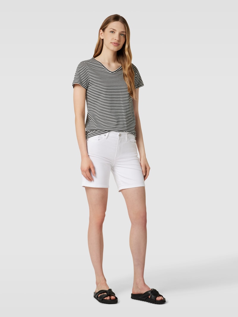 T-Shirt aus Baumwolle mit Streifenmuster in schwarz