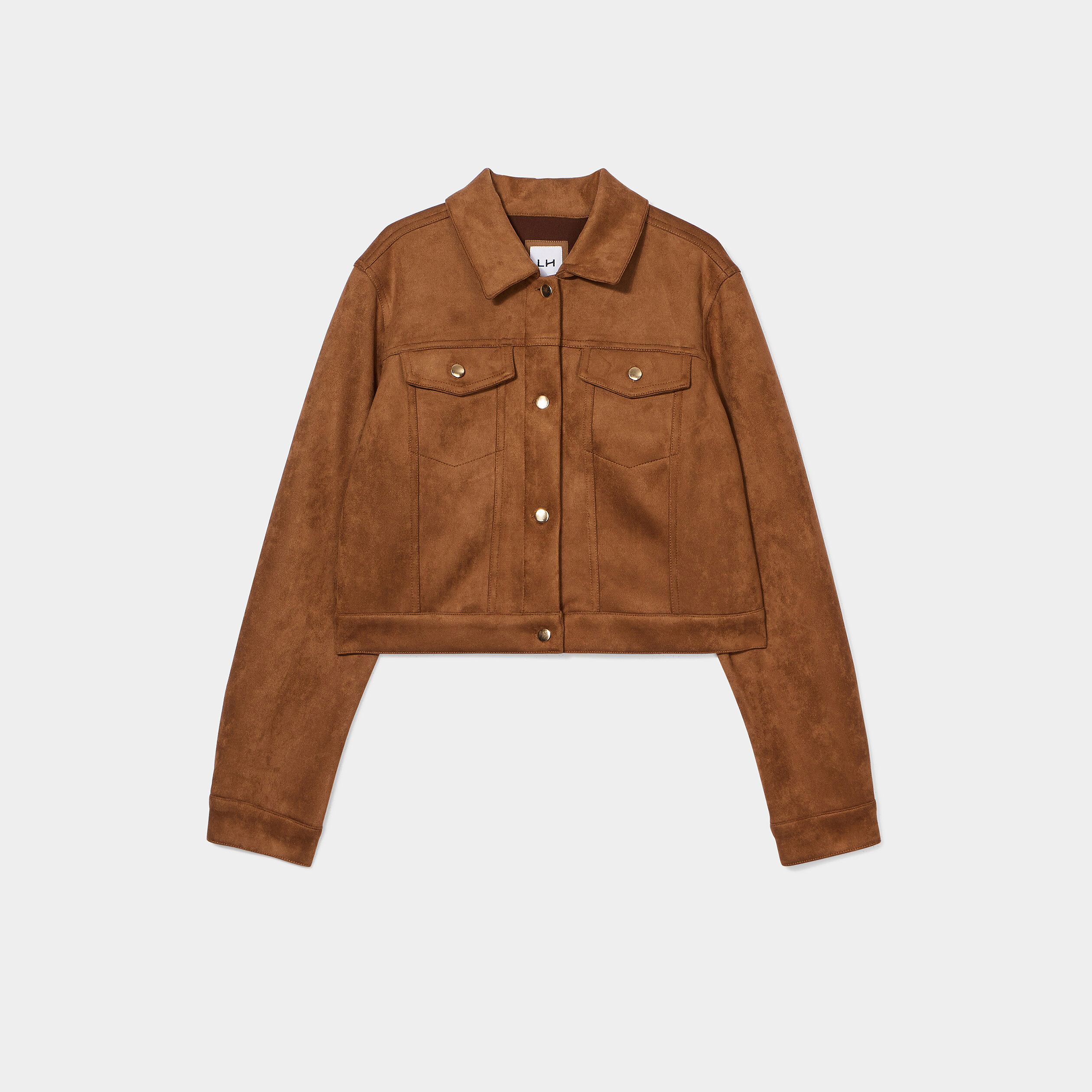Veste suédine ajustée boutonnée marron foncé femme | La Halle