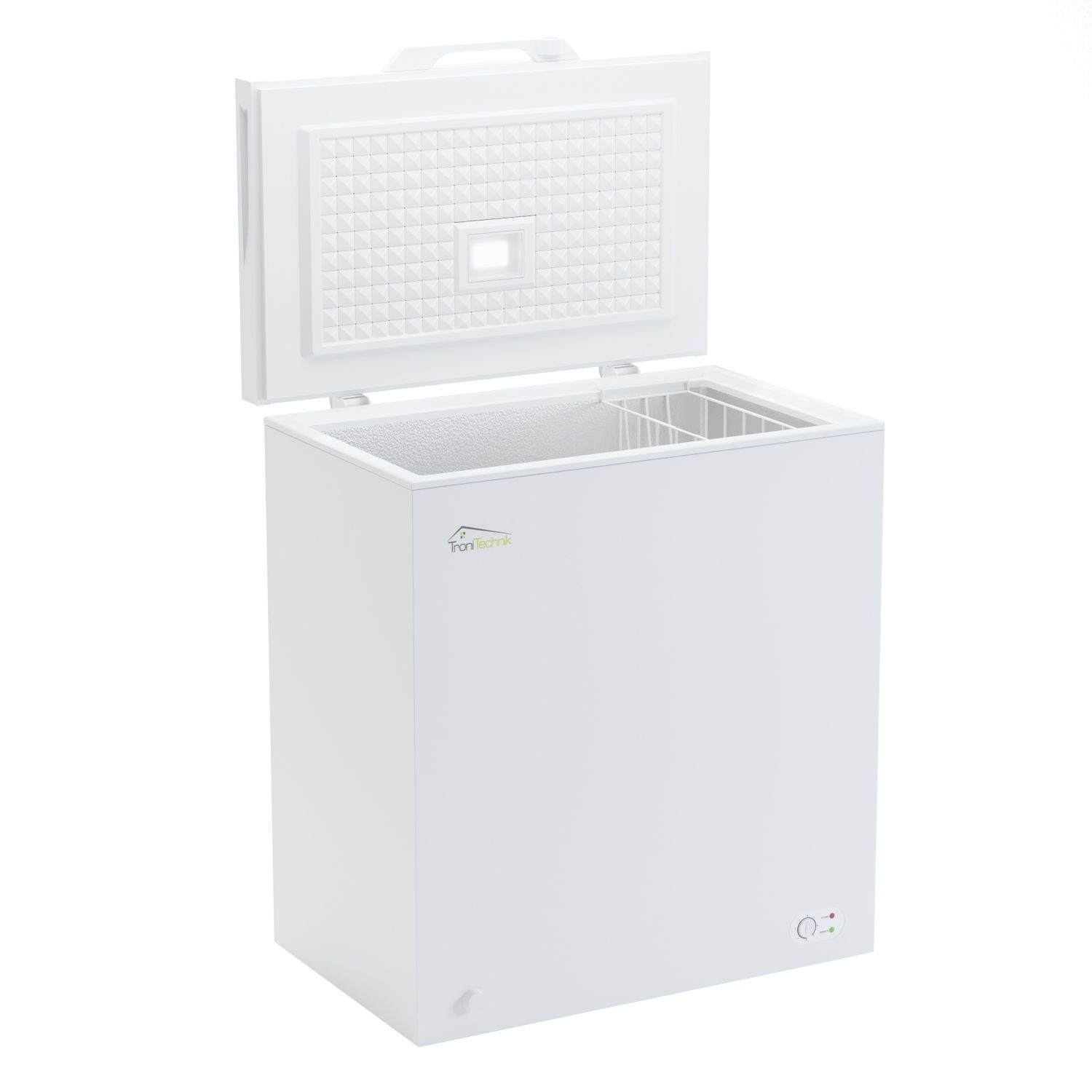 TroniTechnik Gefriertruhe BORGAR 160 PRO, 70 cm breit, 147 l, inkl. Dual Thermostat, LED Licht, Griff, Schloss, Rollen, Einlegekorb