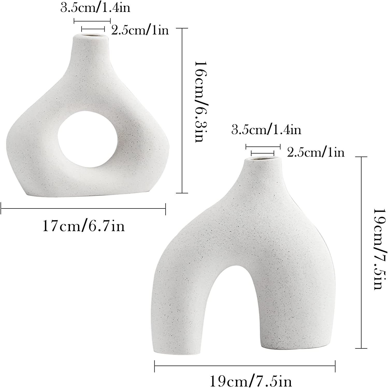 SCOHOME Dekovase Keramik Vase für pampasgras,Weiß Vase modern deko vase Boho Deko Stil, Kreative 2er Set Vasen,Blumenvase für frische Blumen&Trockenblumen
