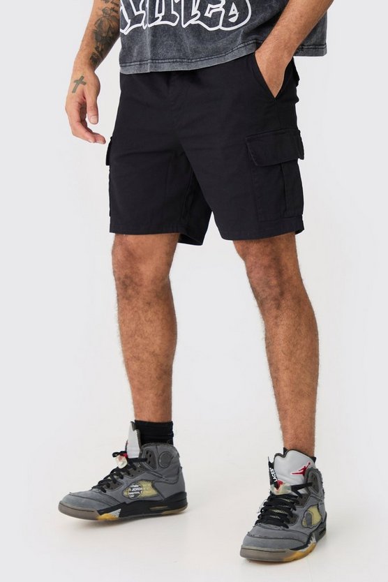 Slim-Fit Cargo-Shorts mit elastischem Bund