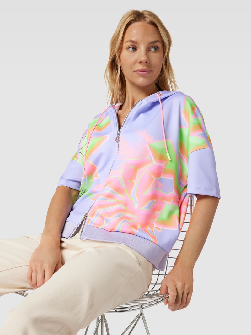 Sweatjacke mit Zweiwege-Reißverschluss in flieder