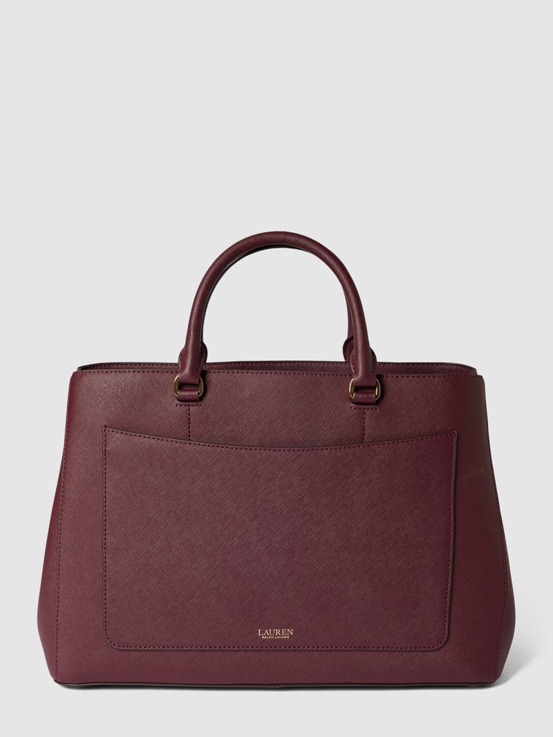 Satchel mit Label-Applikation in bordeaux rot