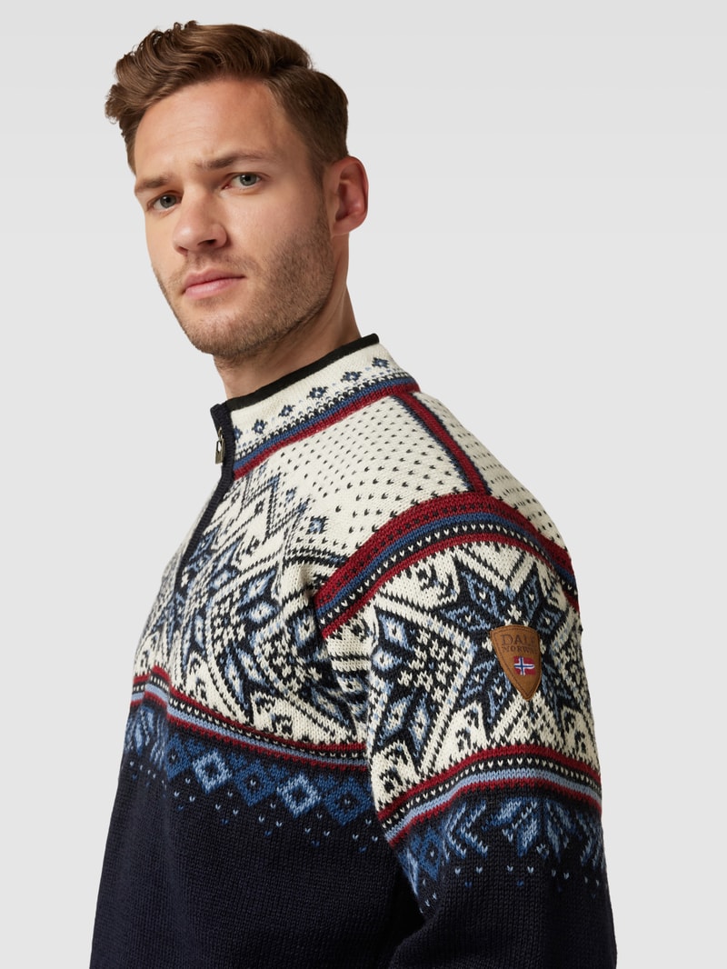 Strickpullover mit kurzem Reißverschluss Modell 'Vail' in marineblau