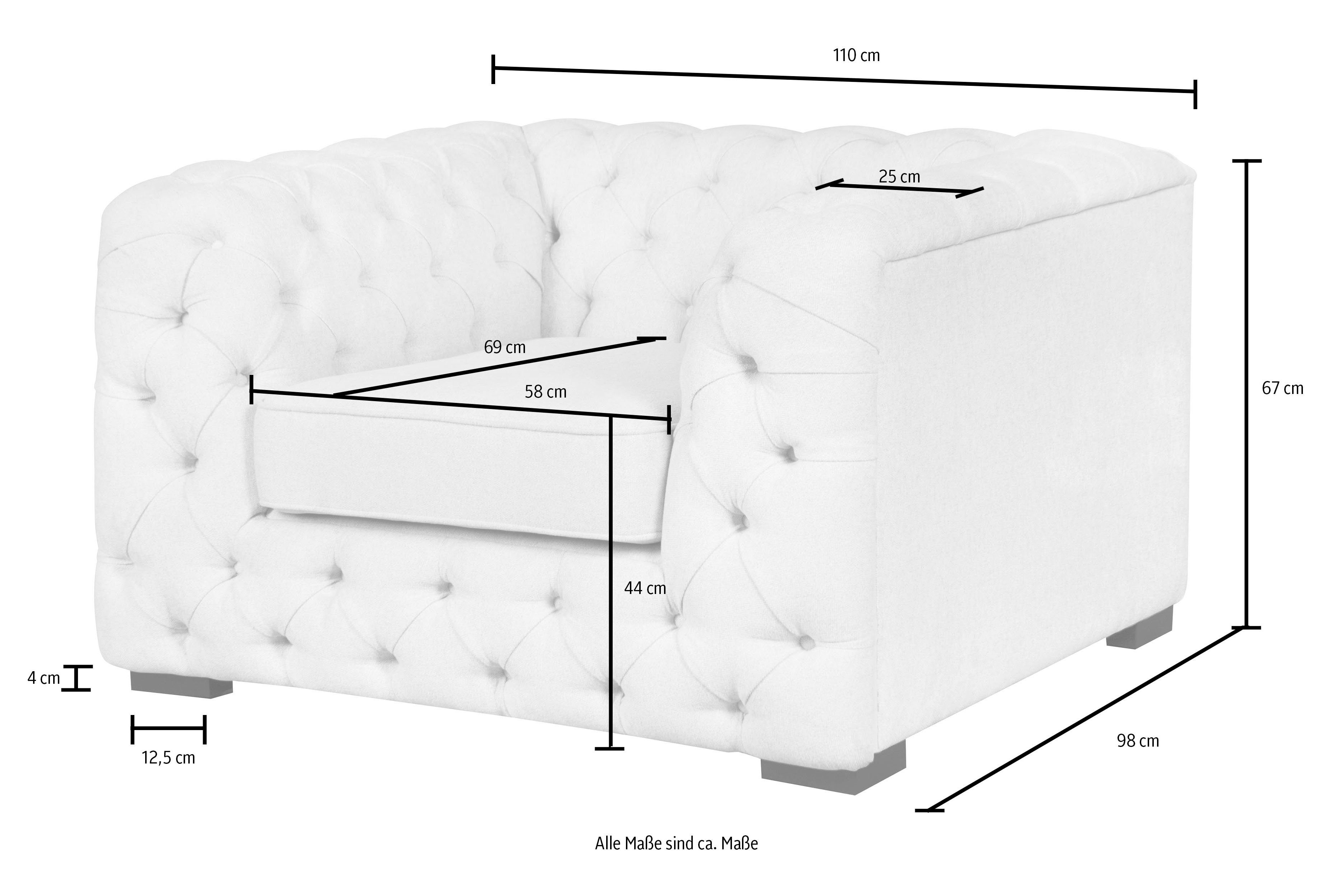 Guido Maria Kretschmer Home&Living Chesterfield-Sessel Kalina, mit klassischer Chesterfield-Knopfheftung