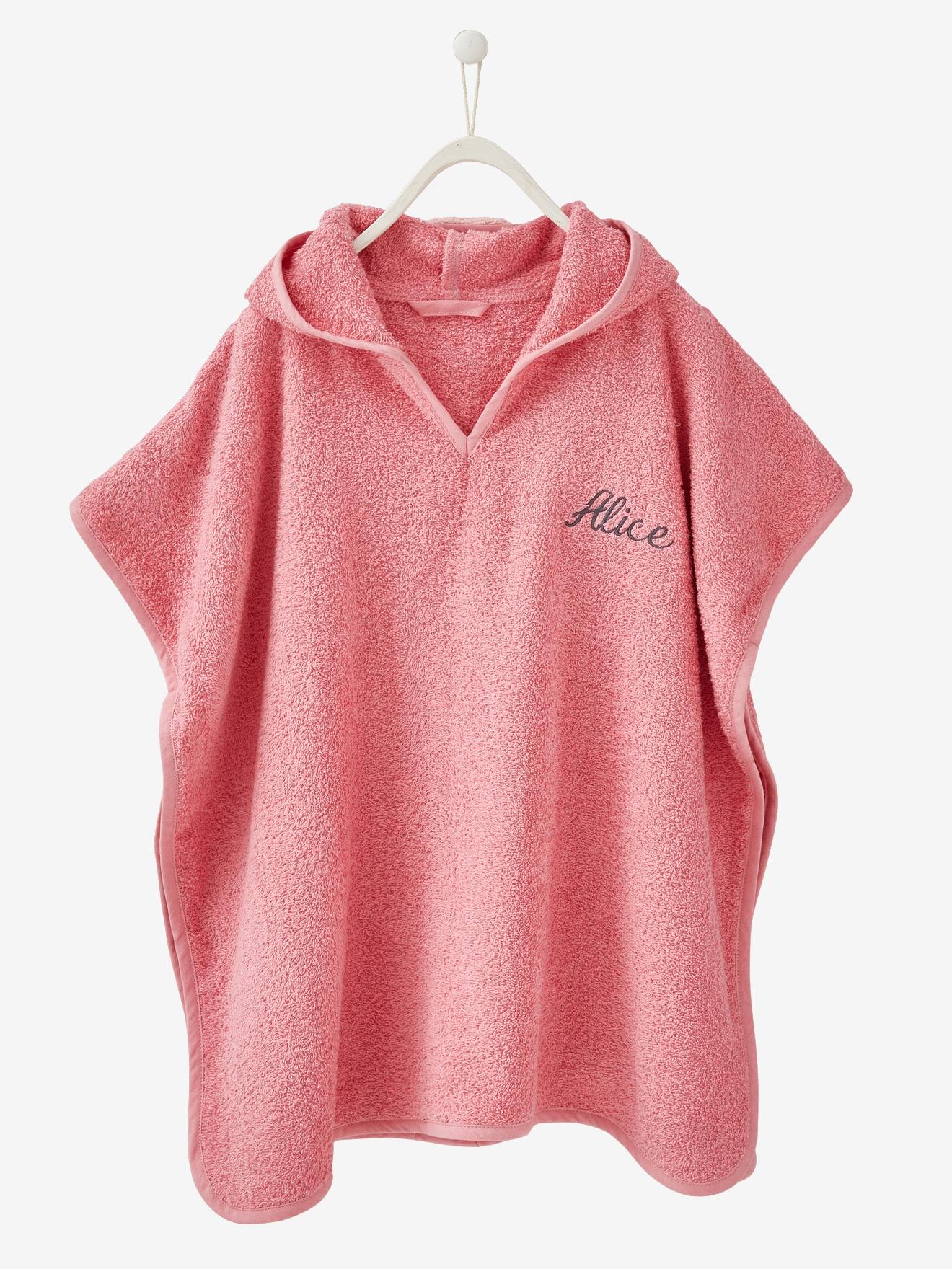 Vertbaudet Kinder Bade-Poncho, Einhorn-Kostüm Oeko Tex, personalisierbar - rosa