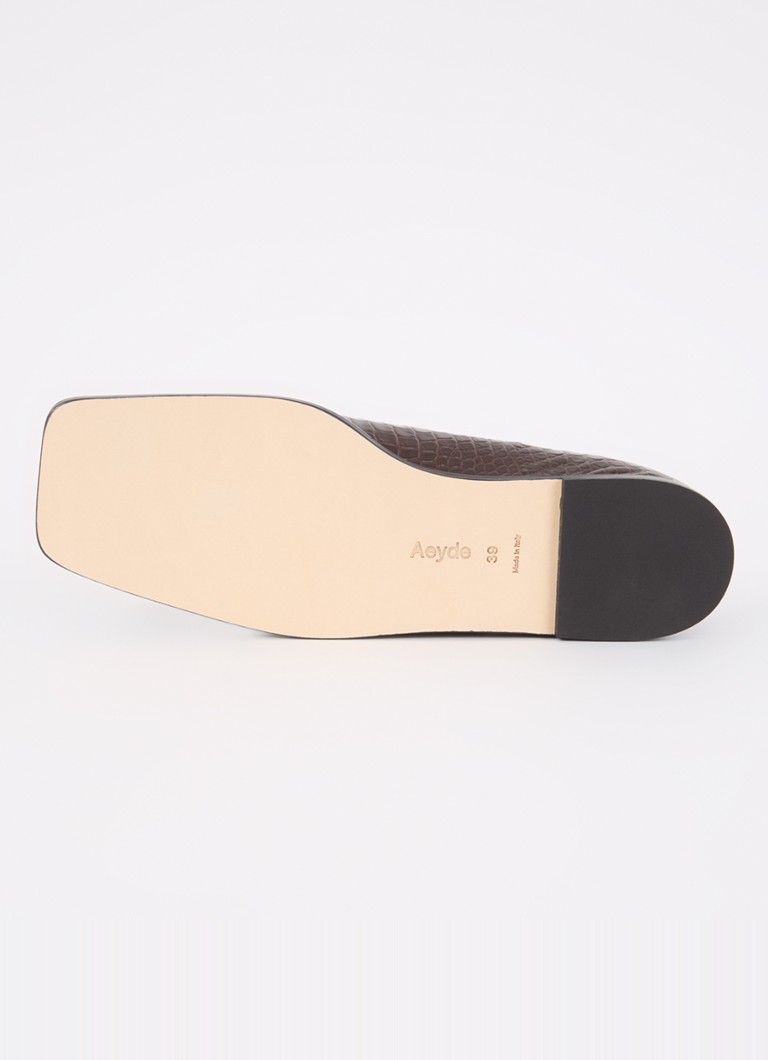 Aeyde Sunny calfskin ballerina with crocodile texture