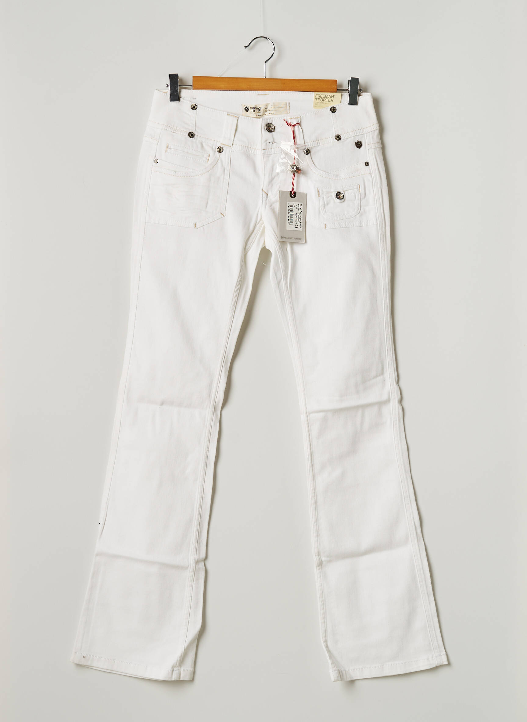 Freeman T Porter Jeans Coupe Droite Femme couleur blanc