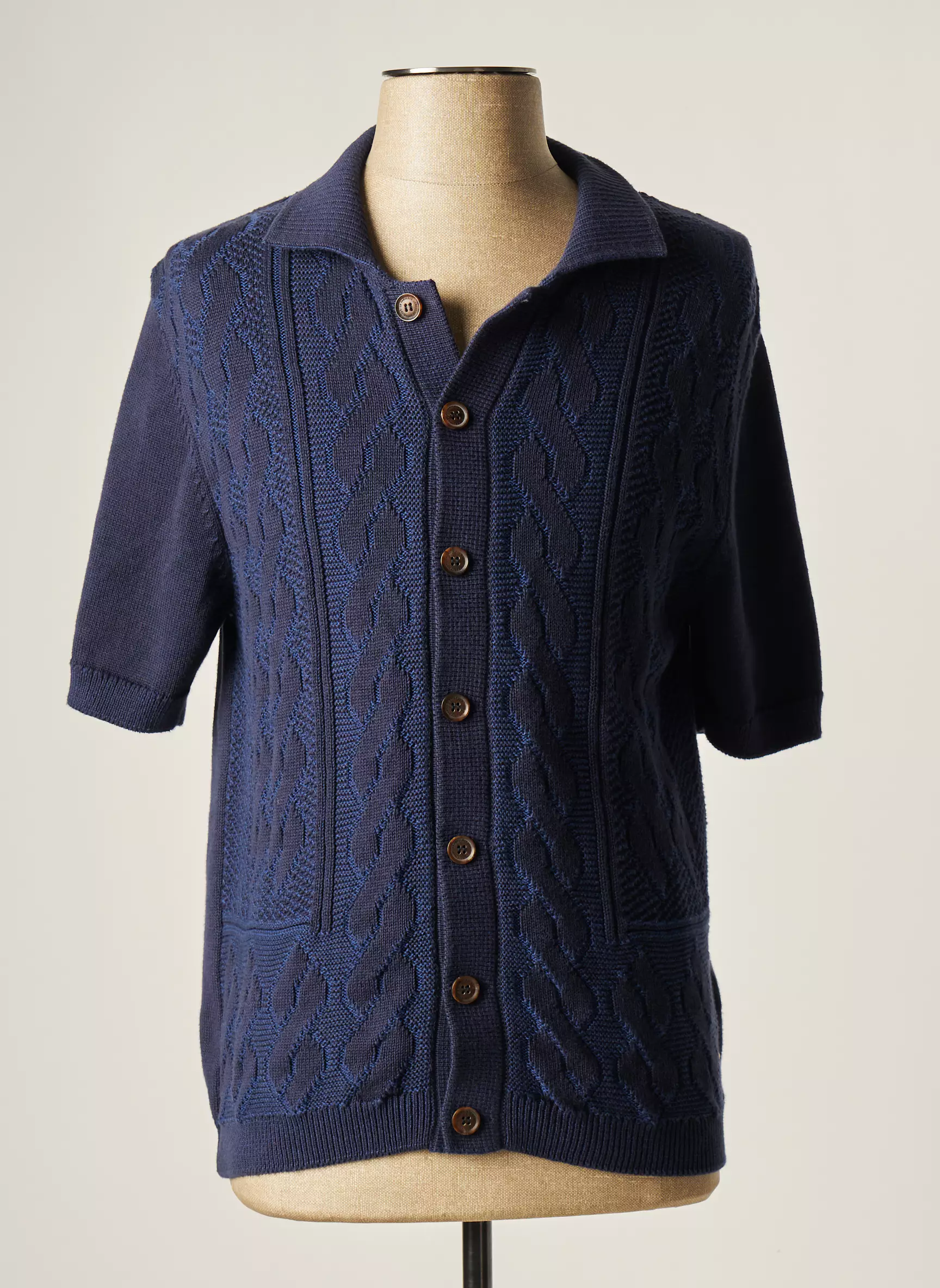 L Impeccable Marcel Gilets Manches Courtes Homme couleur bleu