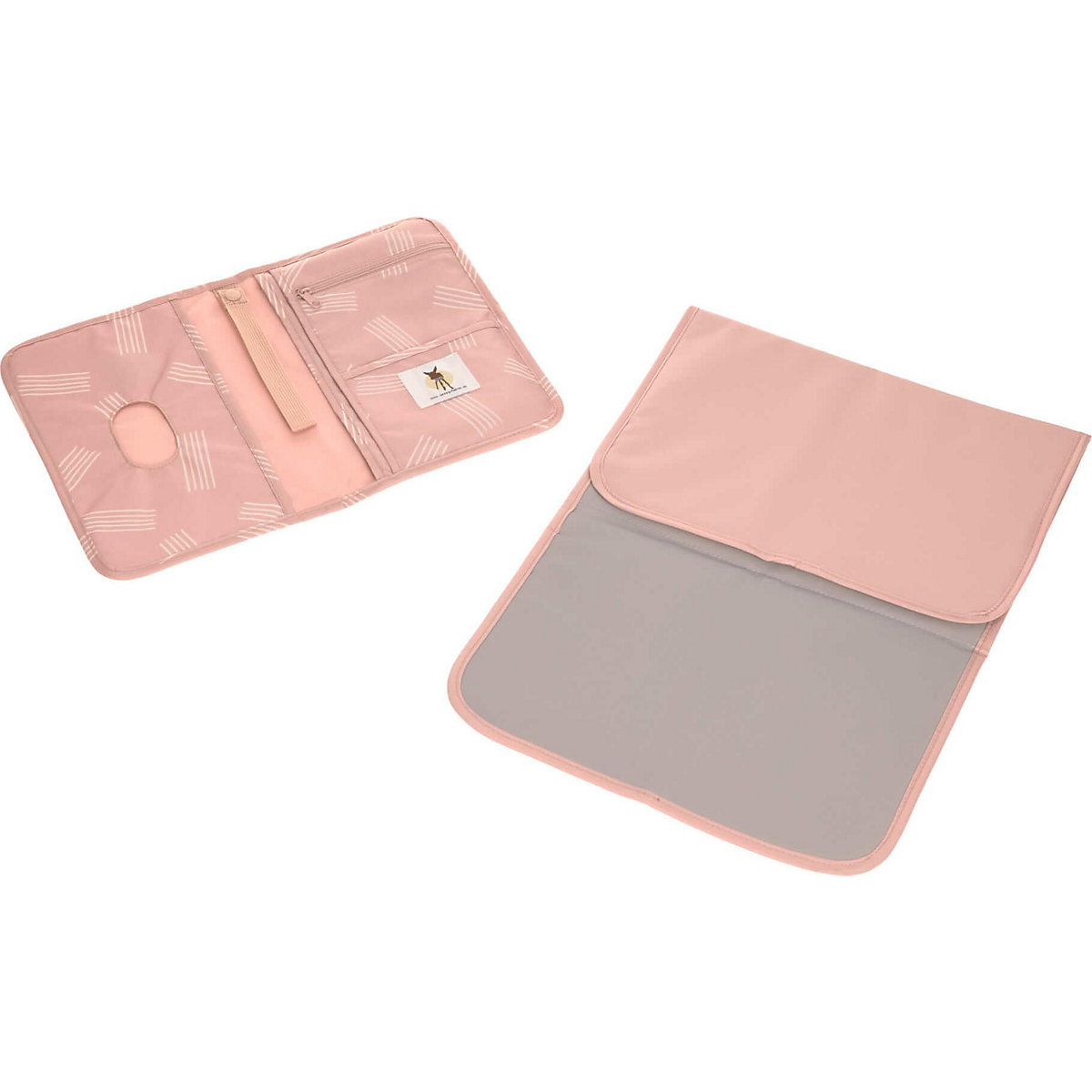 Windeltasche Changing Pouch Soft Stripes rose, inkl. Wickelunterlage