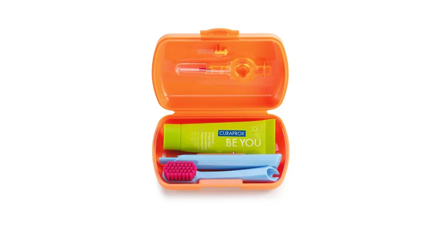 Curaprox Travel Set Zahnbürste & Zahnpasta Be You Orange