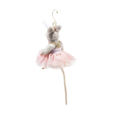 Ballerina Maus Ornament, 11 cm, hellgrau