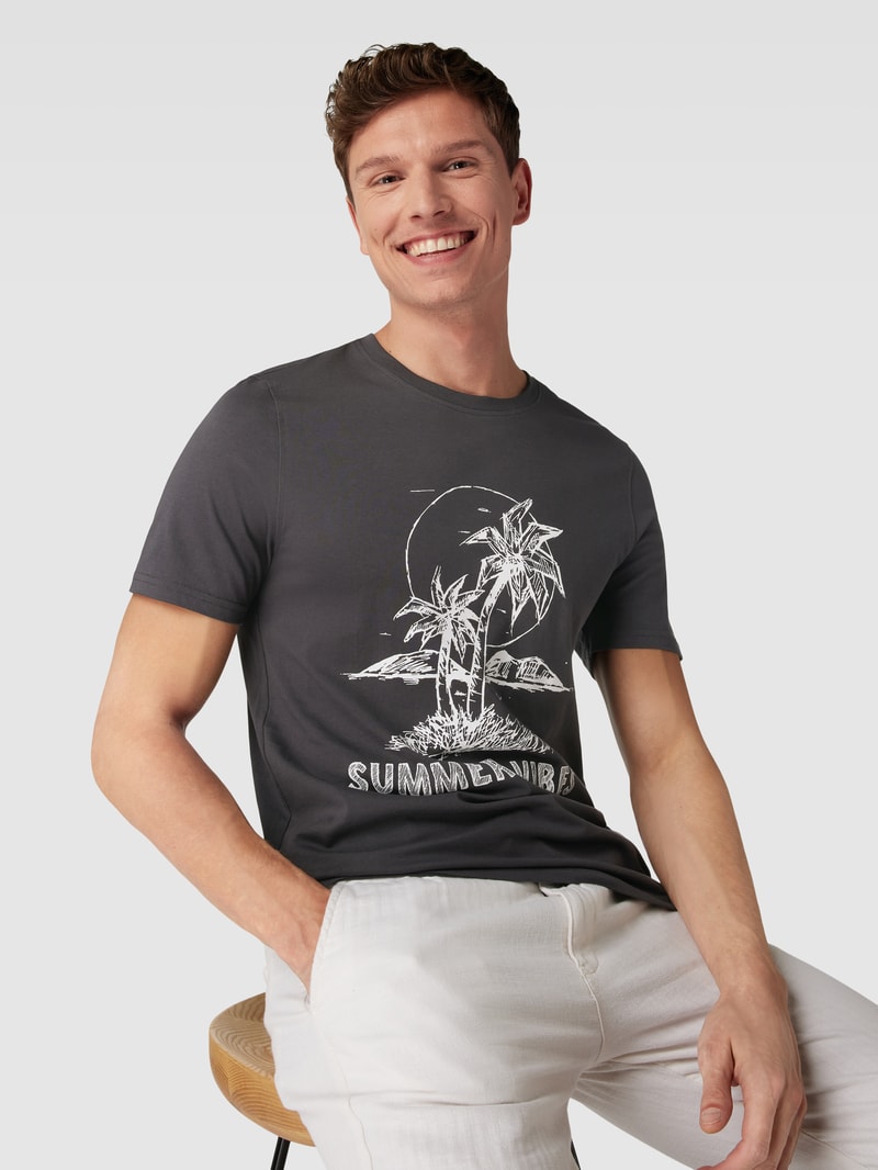 T-Shirt mit Motiv-Print in dunkelgrau