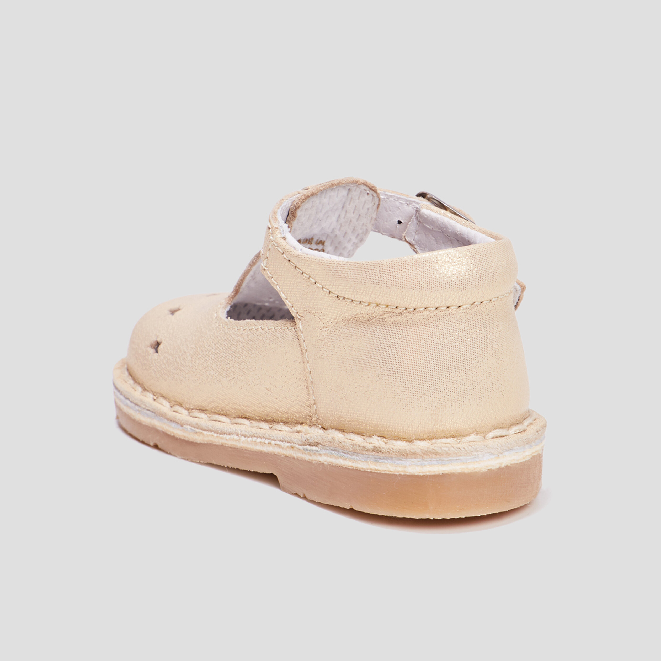 Salomés en cuir rose champagne bébé fille | La Halle