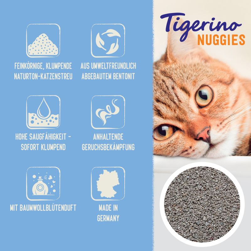 Tigerino Nuggies Katzenstreu - Baumwollblütenduft